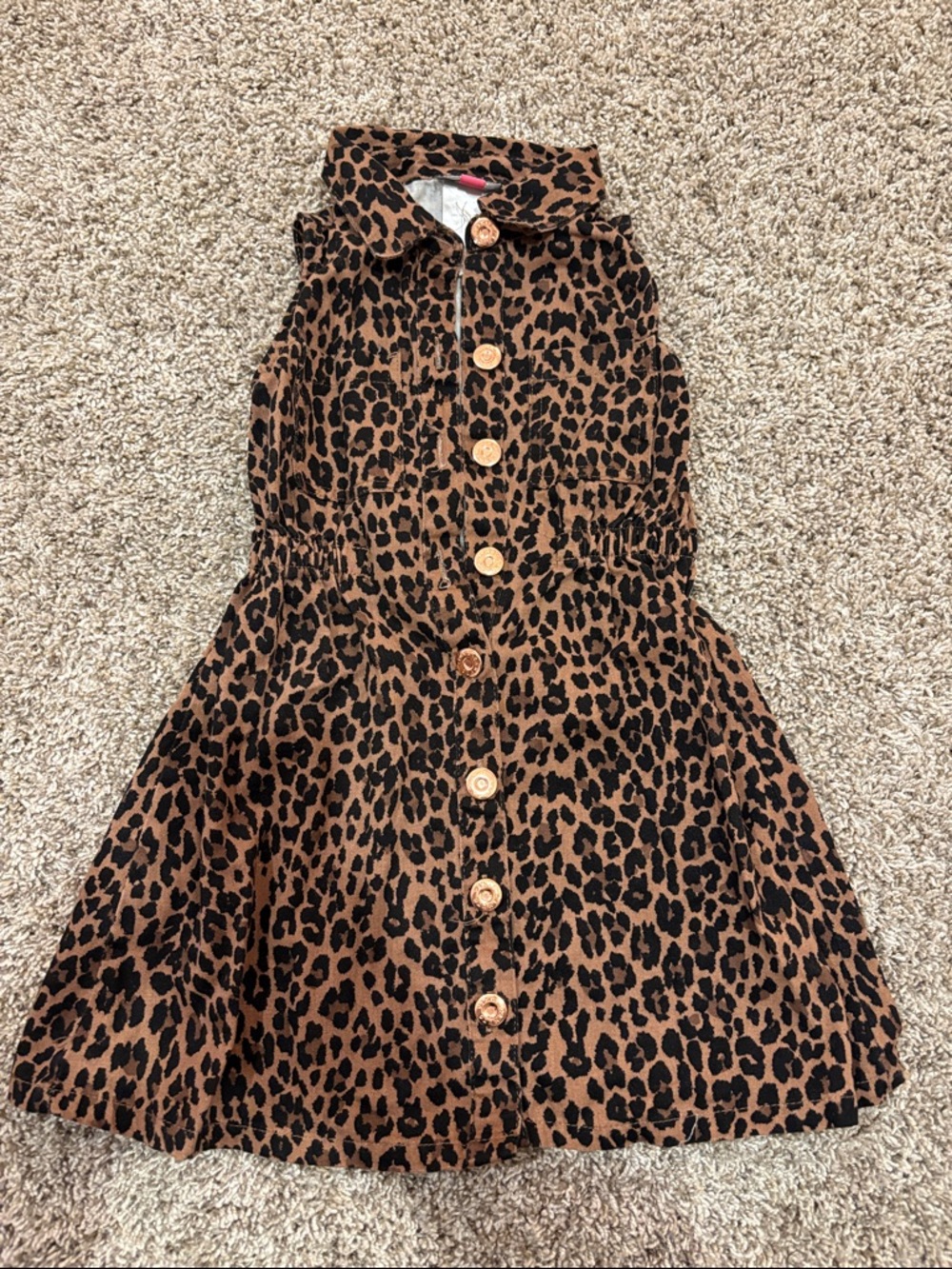 Vince Camuto Brown and Black Leopard Print Kids Dress